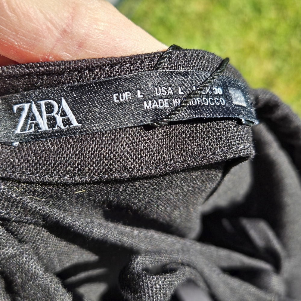 Zara NWT black Linen midi dress Puff Sleeves Open Back L - Picture 12 of 12